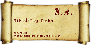 Miklósy Andor névjegykártya